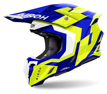 Шлем кросс AIROH TWIST 3 DIZZY Blue/Yellow Glossy